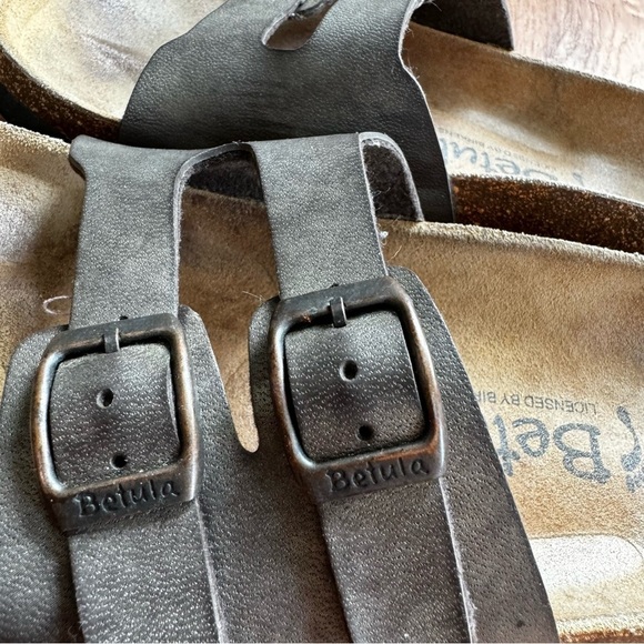 Betula by Birkenstock Two Buckle Slip On Metallic leather Sandals - Picture 7 of 9